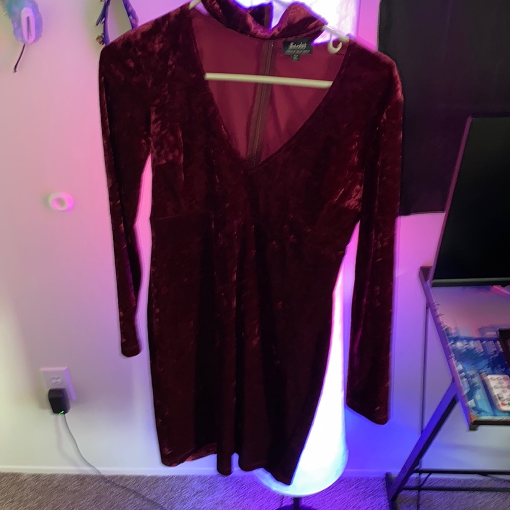 Maroon Velvet skin tight dress Size Small